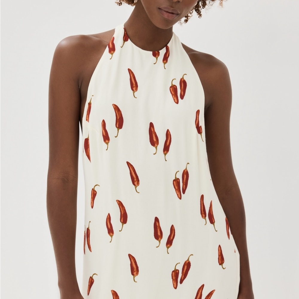 Reformation Chili Pepper Print Halter Dress